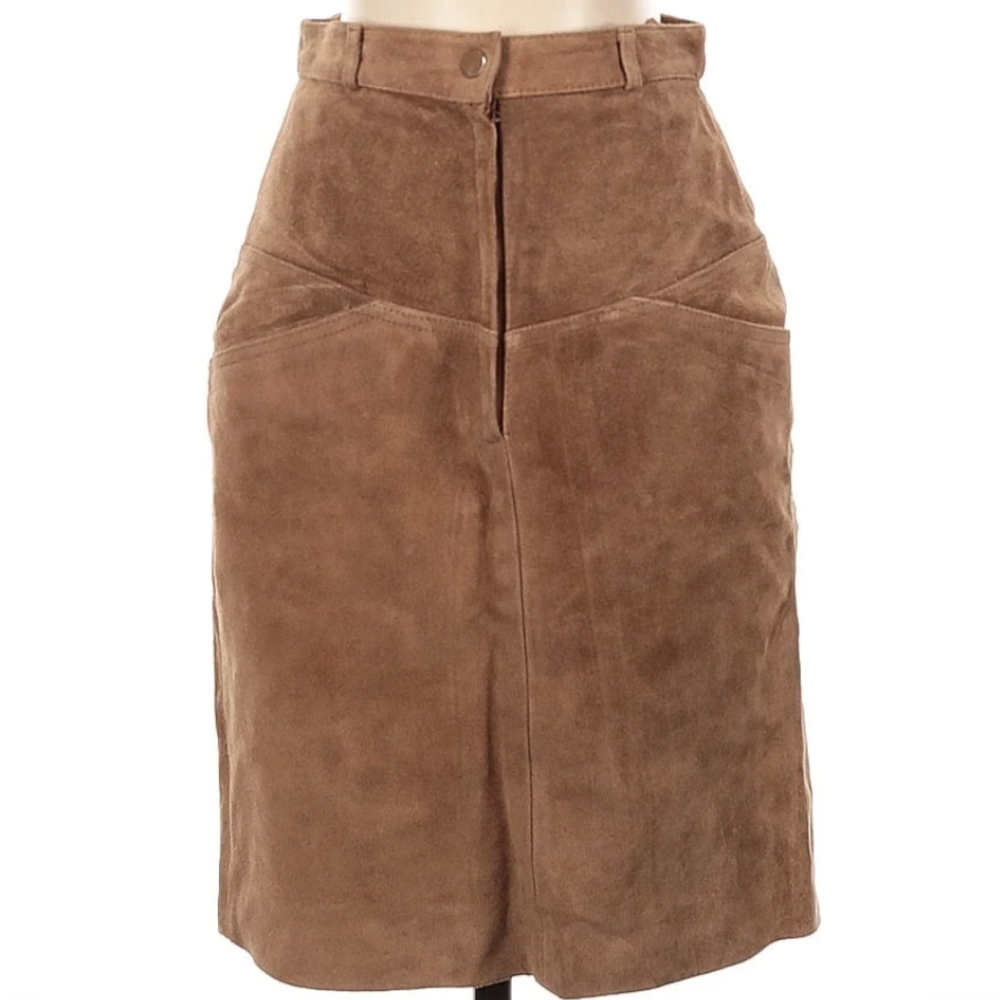 Vintage 90s Leather Suede Pencil Skirt - Boho Western Cowgirl